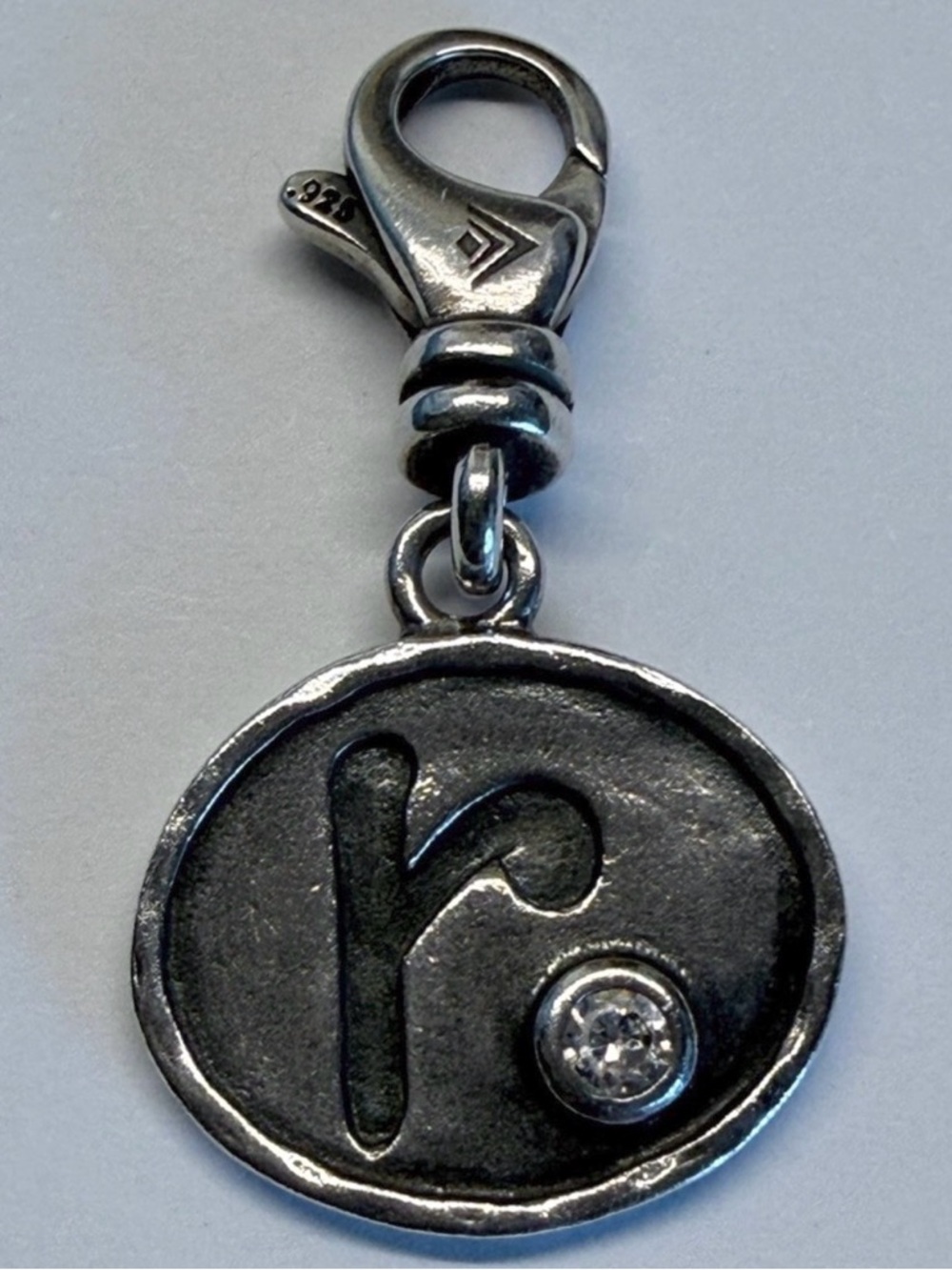 Silpada 925 Sterling Silver “R” Initial Charm CZ Accent Retired
